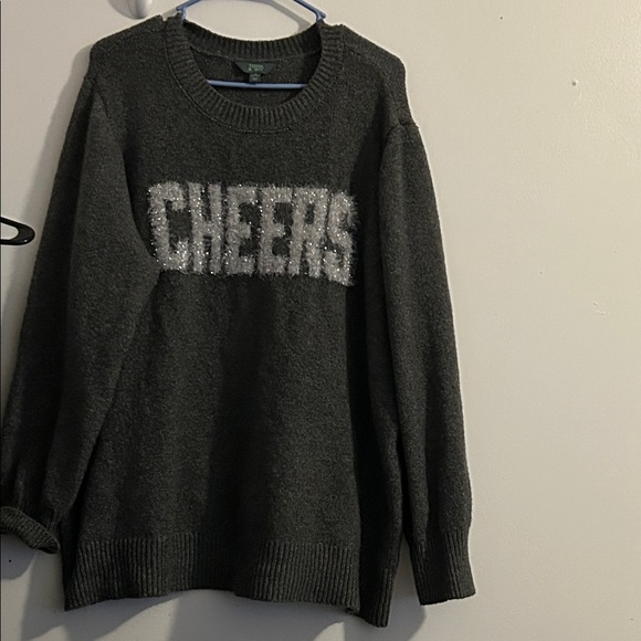 Terra & Sky Sweaters - Terra & Sky Gray Sweater with White 'Cheers'